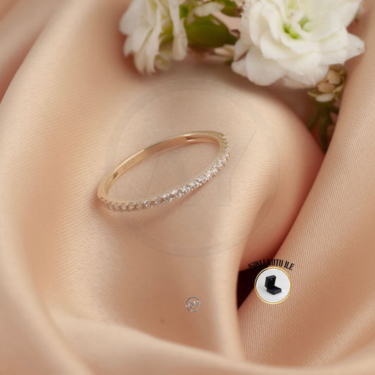 14 Ayar Altın Yüzük – 1.00 Gr. | Yarım Tur Çıtır Yüzük & Işıklı Kutulu & Garanti Belgeli & Karton Çantalı