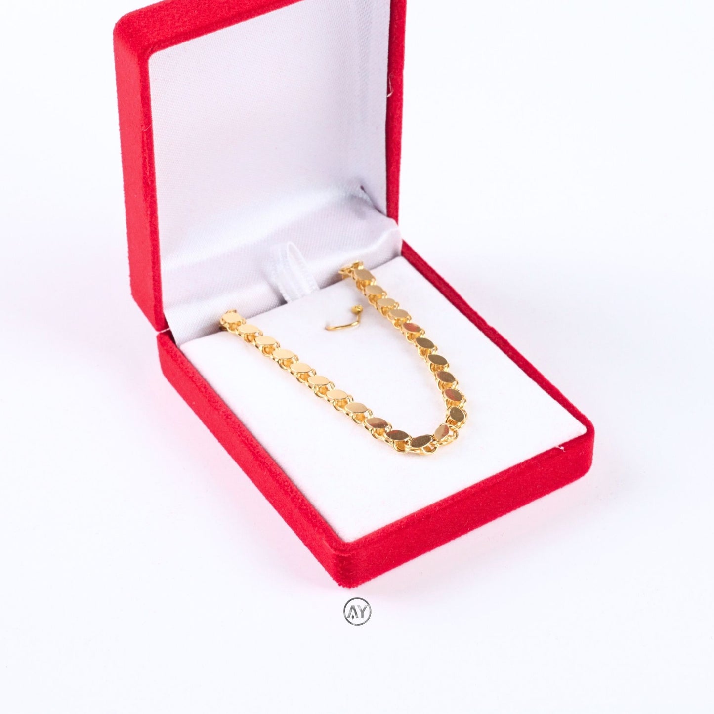 14 Ayar Altın Bileklik - 1.80 Gr. | Pullu Bileklik, Kutulu-Garanti Belgeli-Karton Çantalı