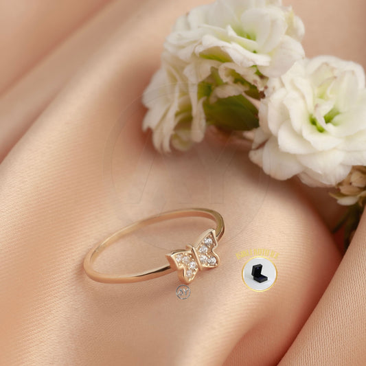 14 Ayar Altın Yüzük – 1.20 Gr. | Taşlı Kelebek Çıtır Yüzük, Işıklı Kutulu & Garanti Belgeli & Karton Çantalı