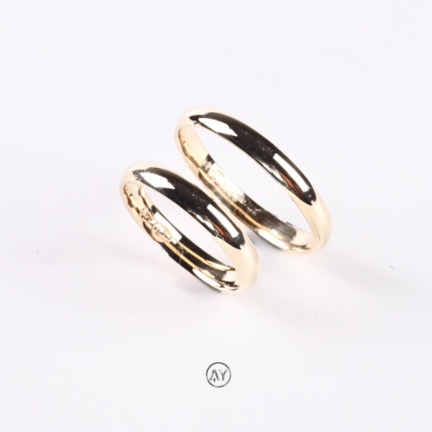 14 Ayar Altın Alyans - 2.6 Gr. E. ve K. | Klasik 3 Mm. Unisex Bombeli Alyans, Kutulu & Garanti Belgeli & Karton Çantalı