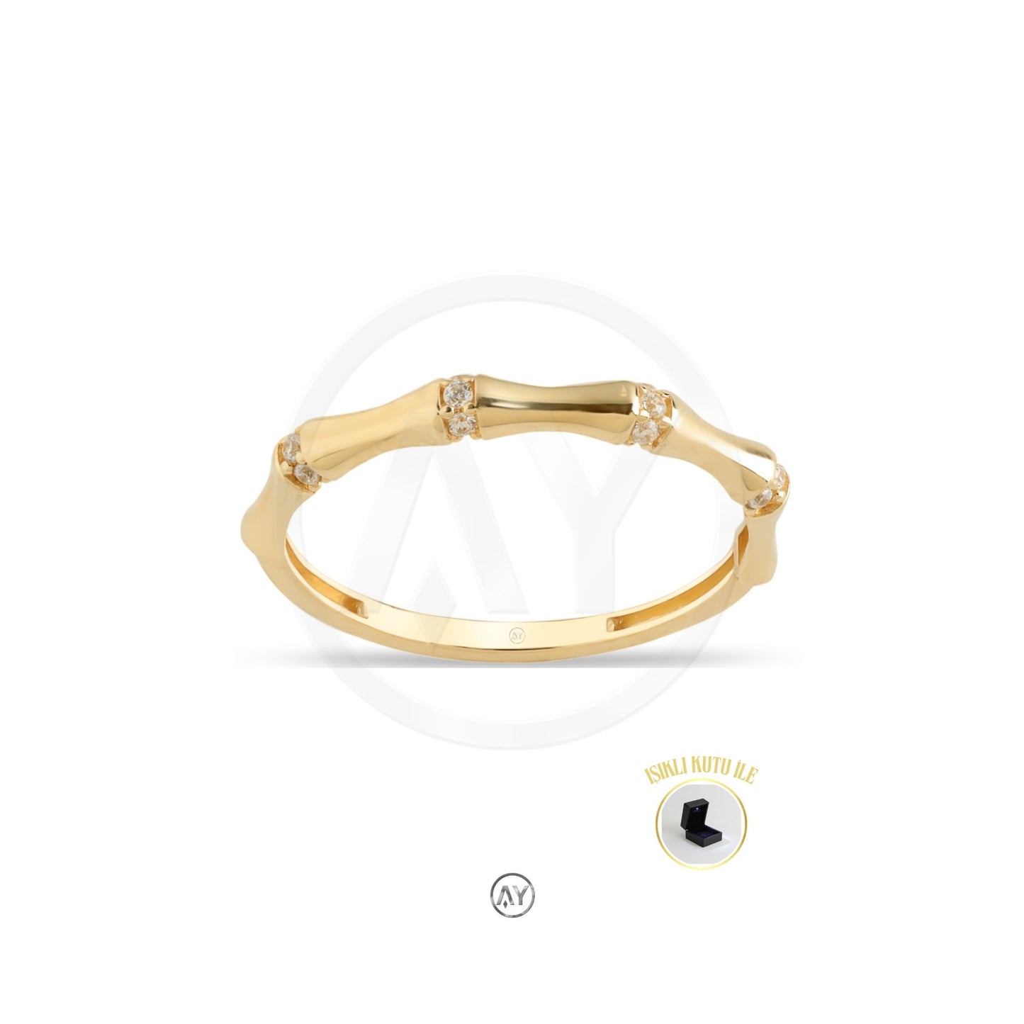 14 Ayar Altın Yüzük – 1.25 Gr. | Eklem Çıtır Yüzük, Işıklı Kutulu & Garanti Belgeli & Karton Çantalı