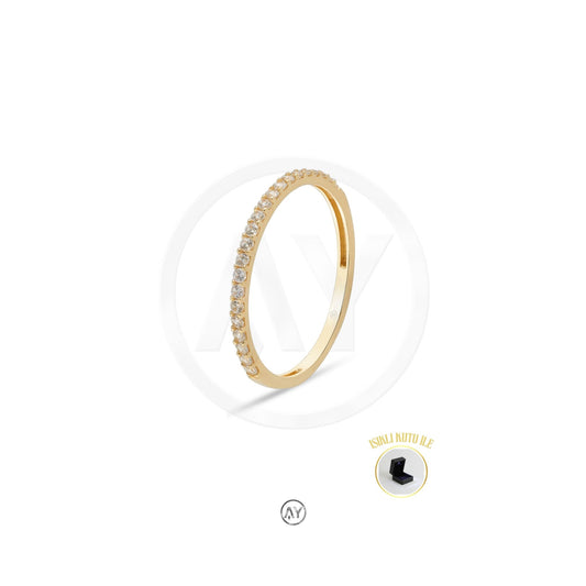 14 Ayar Altın Yüzük – 1.00 Gr. | Yarım Tur Çıtır Yüzük  & Işıklı Kutulu & Garanti Belgeli & Karton Çantalı