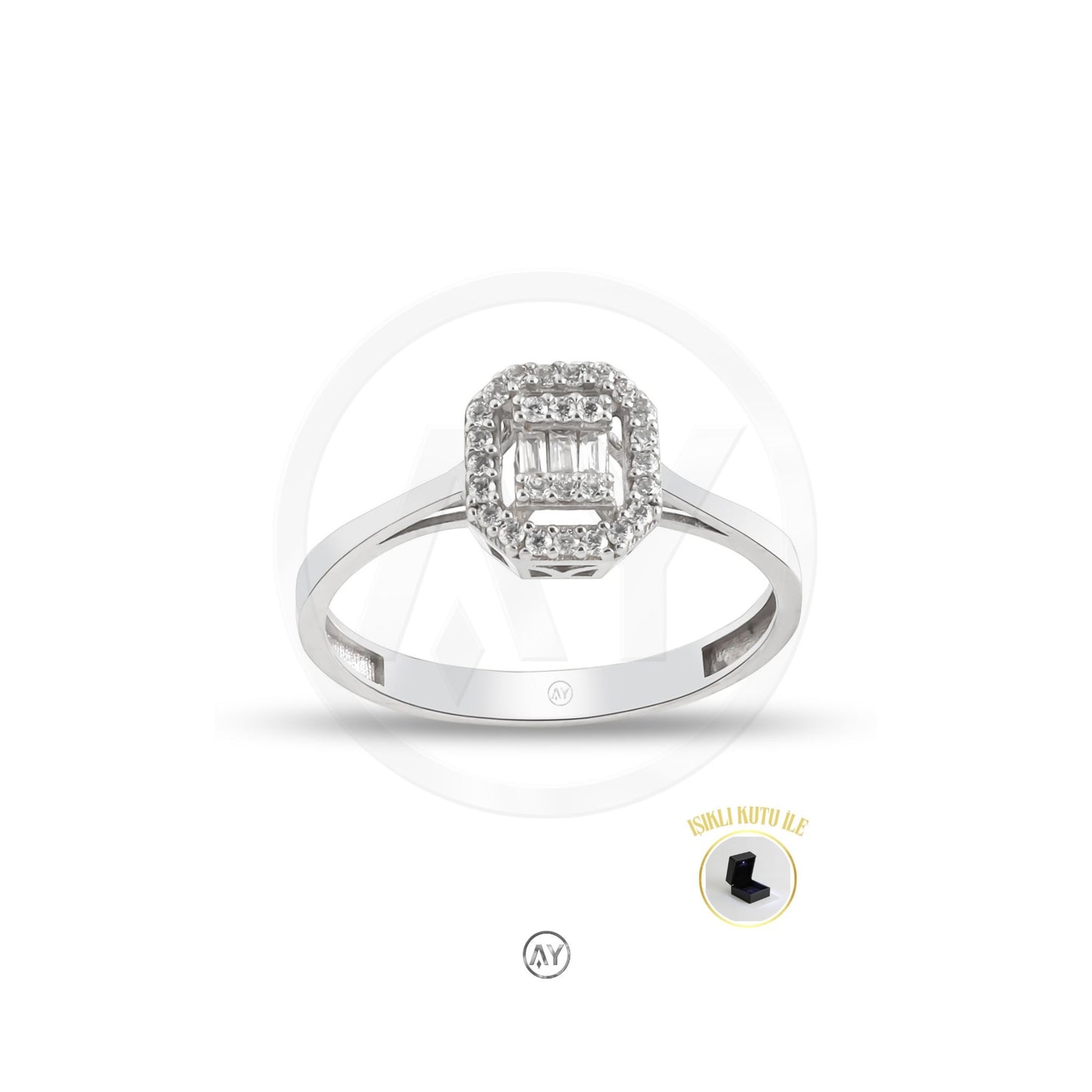 8 Ayar Altın Yüzük 1.25 Gr. | Baget Yüzük, Işıklı Kutulu &amp; Garanti Belgeli &amp; Karton Çantalı