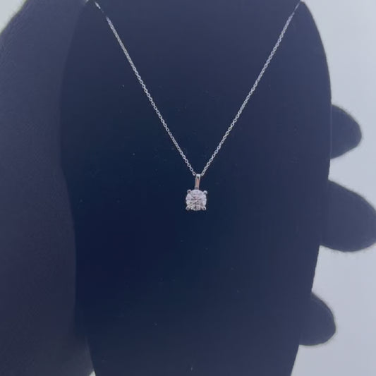 14 Ayar Altın Kolye – 1.90 Gr. | Tektaş Beyaz Altın, Kutulu & Garanti Belgeli & Karton Çantalı