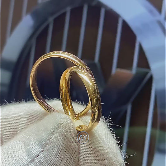 14 Ayar Altın Alyans - 2.6 Gr. E. ve K. | Klasik 3 Mm. Unisex Bombeli Alyans, Kutulu & Garanti Belgeli & Karton Çantalı
