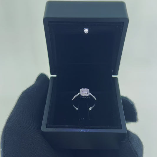 14 Ayar Altın Yüzük - 1.70 Gr. | Baget Model - Kenar Zirkon Taşlı Beyaz Altın, Işıklı Kutulu & Garanti Belgeli & Karton Çantalı